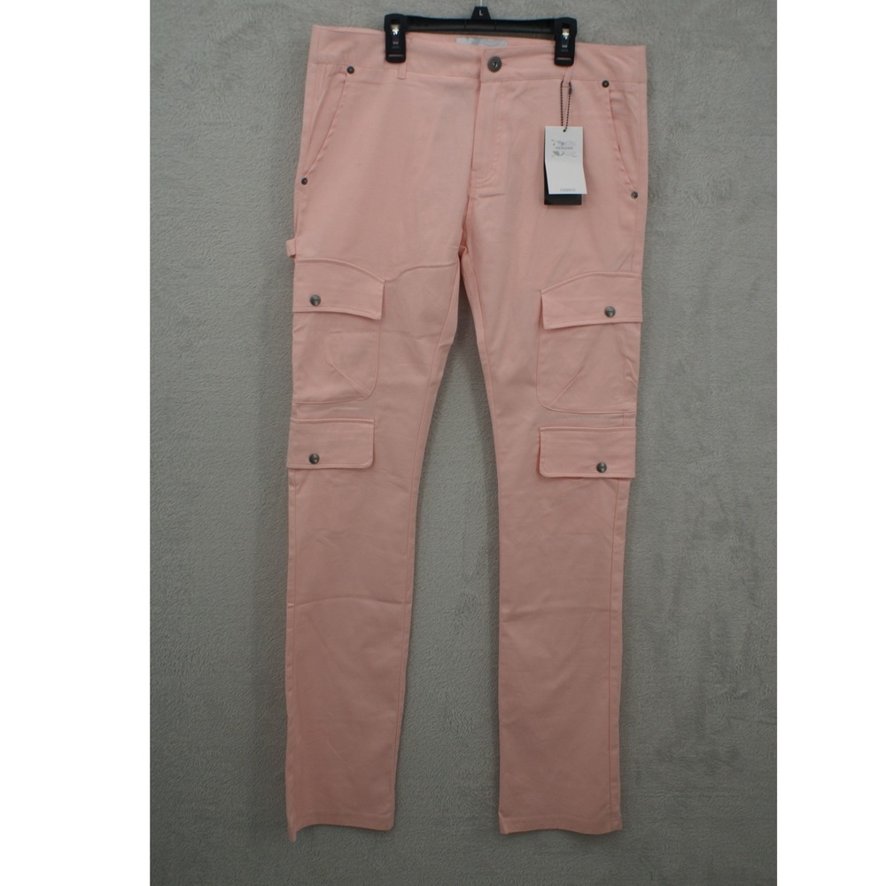 Genuine Authentic Mens Pink Stacked Fit Cargo Pants GN165 Size L 34/36 NWT